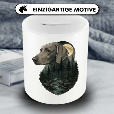 Spardose mit dem Motiv Weimaraner im Mondlicht - Ansicht 3