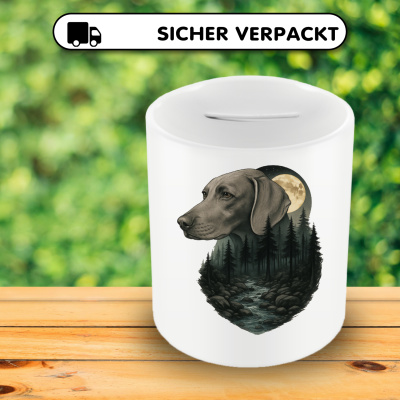 Spardose mit dem Motiv Weimaraner im Mondlicht - Ansicht 4