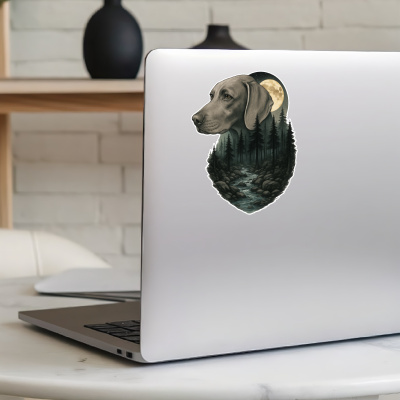 Weimaraner im Wald Aufkleber Bunt - Ansicht 5