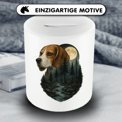 Spardose mit dem Motiv Beagle im Mondlicht - Ansicht 3