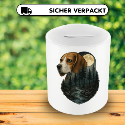 Spardose mit dem Motiv Beagle im Mondlicht - Ansicht 4
