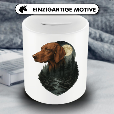 Spardose mit dem Motiv Magyar Vizsla im Mondlicht - Ansicht 3