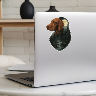 Magyar Vizsla im Wald Aufkleber Bunt - Ansicht 5