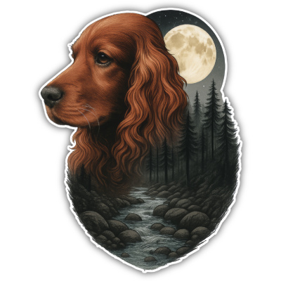 Cocker Spaniel im Wald Aufkleber Bunt