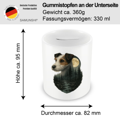 Spardose mit dem Motiv Parson Russell Terrier im Mondlicht - Ansicht 2