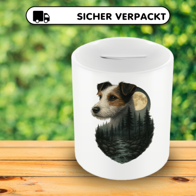 Spardose mit dem Motiv Parson Russell Terrier im Mondlicht - Ansicht 4