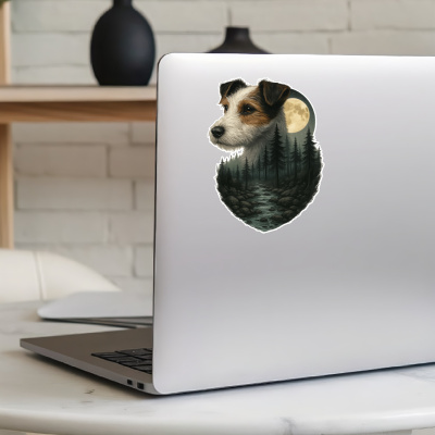 Parson Russell Terrier im Wald Aufkleber Bunt - Ansicht 5
