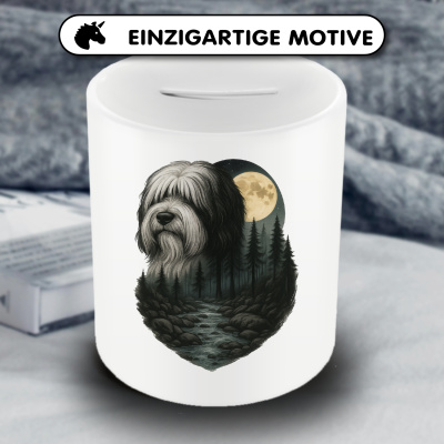 Spardose mit dem Motiv Tibet Terrier im Mondlicht - Ansicht 3
