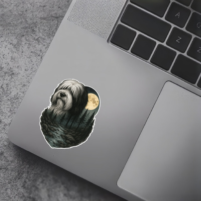 Tibet Terrier im Wald Aufkleber Bunt - Ansicht 7