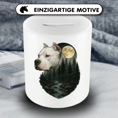 Spardose mit dem Motiv Dogo Argentino im Mondlicht - Ansicht 3
