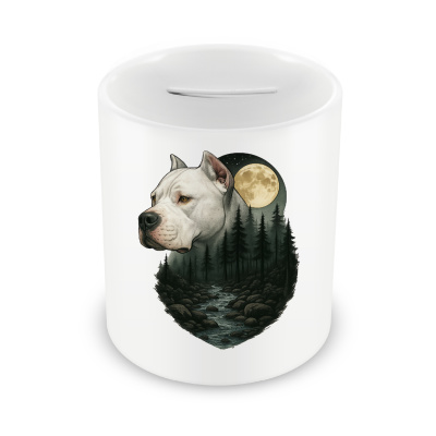 Spardose mit dem Motiv Dogo Argentino im Mondlicht