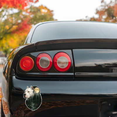 Dogo Argentino im Wald Aufkleber Bunt - Ansicht 3
