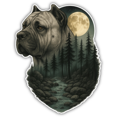 Dogo Canario im Wald Aufkleber Bunt