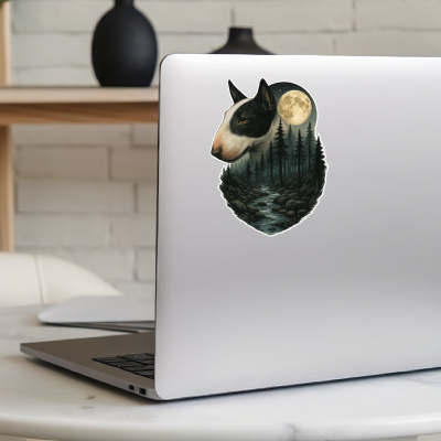 Bullterrier im Wald Aufkleber Bunt - Ansicht 5