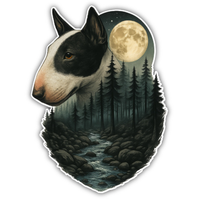 Wandtattoo  Bullterrier im Mondlicht 