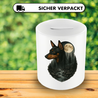 Spardose mit dem Motiv Zwergpinscher im Mondlicht - Ansicht 4