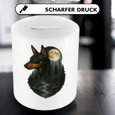 Spardose mit dem Motiv Zwergpinscher im Mondlicht - Ansicht 5