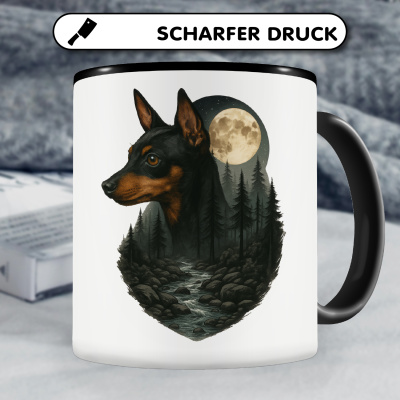 Tasse mit dem Motiv Zwergpinscher im Mondlicht - Ansicht 5