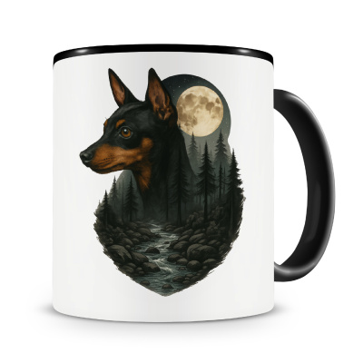 Tasse mit dem Motiv Zwergpinscher im Mondlicht