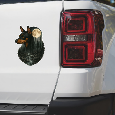 Zwergpinscher im Wald Aufkleber Bunt - Ansicht 2