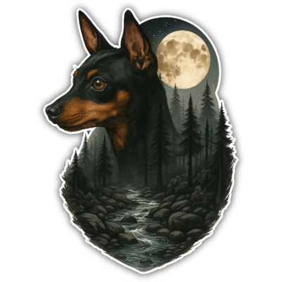 Wandtattoo  Zwergpinscher im Mondlicht 