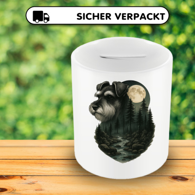 Spardose mit dem Motiv Zwergschnauzer im Mondlicht - Ansicht 4