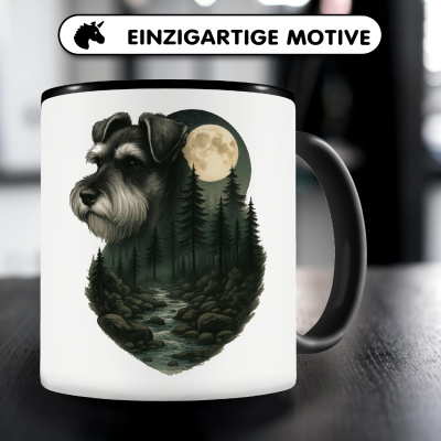 Tasse mit dem Motiv Zwergschnauzer im Mondlicht - Ansicht 3