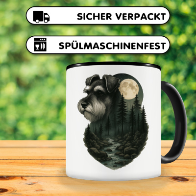 Tasse mit dem Motiv Zwergschnauzer im Mondlicht - Ansicht 4