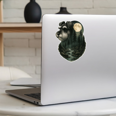 Zwergschnauzer im Wald Aufkleber Bunt - Ansicht 5