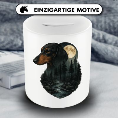 Spardose mit dem Motiv Dackel im Mondlicht - Ansicht 3