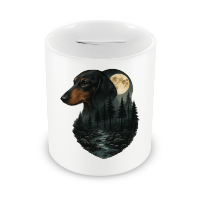 Spardose mit dem Motiv Dackel im Mondlicht