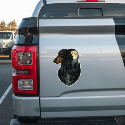 Dackel im Wald Aufkleber Bunt - Ansicht 2