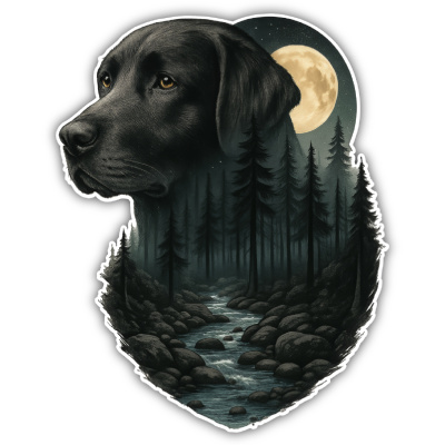 Wandtattoo  Labrador Retriever im Mondlicht 
