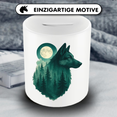 Spardose mit dem Motiv Sch�ferhund im Mondwald - Ansicht 3