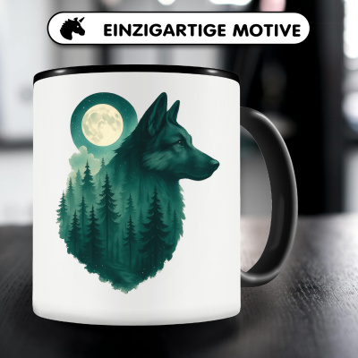Tasse mit dem Motiv Schferhund im Mondwald - Ansicht 3