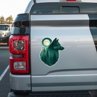 Schferhund im Mondwald Aufkleber Bunt - Ansicht 2