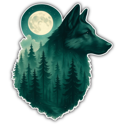 Wandtattoo  Schferhund im Mondwald 