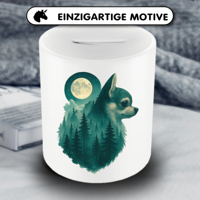 Spardose mit dem Motiv Chihuahua im Mondwald - Ansicht 3