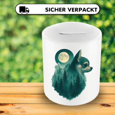 Spardose mit dem Motiv Chihuahua im Mondwald - Ansicht 4