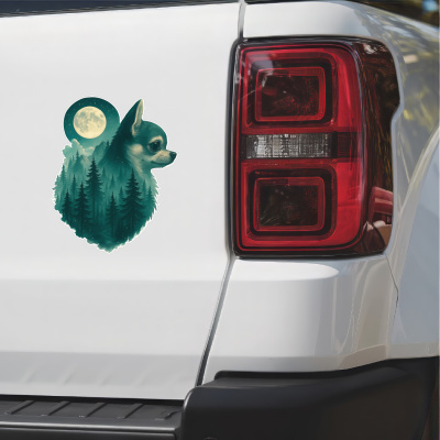 Chihuahua im Mondwald Aufkleber Bunt - Ansicht 2