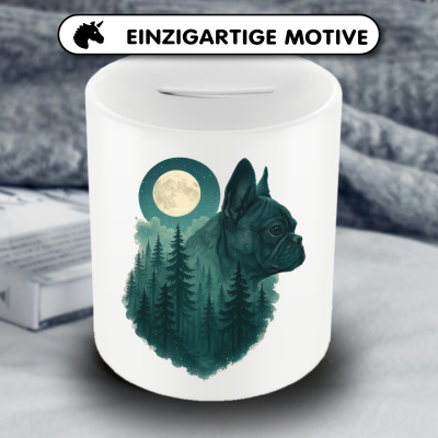 Spardose mit dem Motiv Franzsische Bulldogge im Mondwald - Ansicht 3