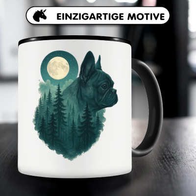 Tasse mit dem Motiv Franzsische Bulldogge im Mondwald - Ansicht 3