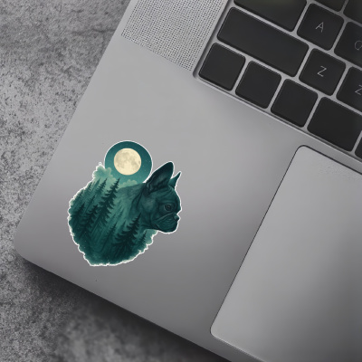 Franz�sische Bulldogge im Mondwald Aufkleber Bunt - Ansicht 7