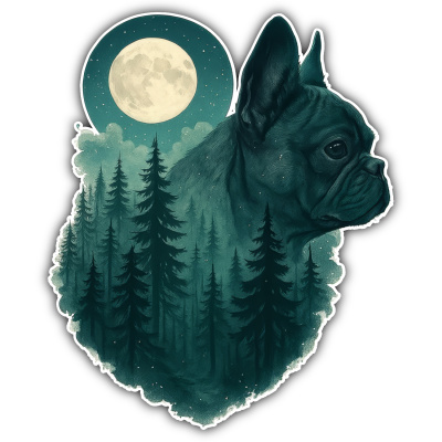 Wandtattoo  Franzsische Bulldogge im Mondwald 