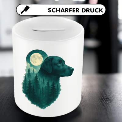 Spardose mit dem Motiv Labrador Retriever im Mondwald - Ansicht 5