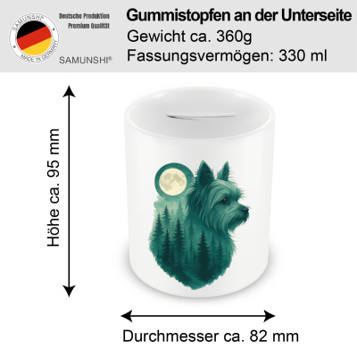 Spardose mit dem Motiv Yorkshire Terrier im Mondwald - Ansicht 2