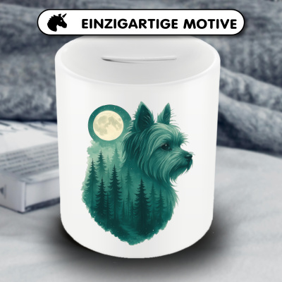 Spardose mit dem Motiv Yorkshire Terrier im Mondwald - Ansicht 3