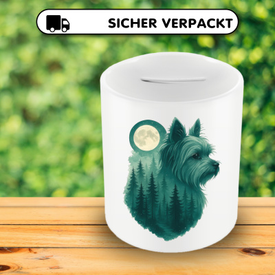 Spardose mit dem Motiv Yorkshire Terrier im Mondwald - Ansicht 4