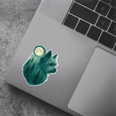 Yorkshire Terrier im Mondwald Aufkleber Bunt - Ansicht 7