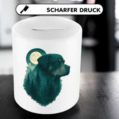 Spardose mit dem Motiv Rottweiler im Mondwald - Ansicht 5